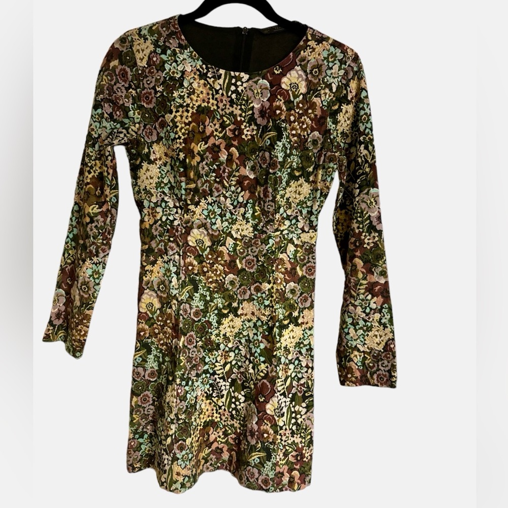 Zara Floral Corduroy dress Small